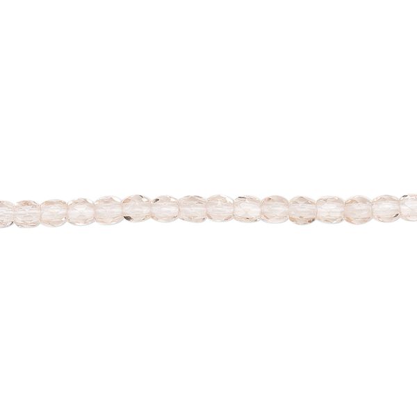 Bead, Czech fire-polished glass, light rose, 3mm faceted round. Sold per pkg of 1,200 (1 mass). image number 0