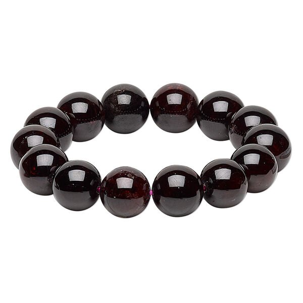 Garnet 1pkg1, round stretch bracelet 7 inch 13-14mm image number 0