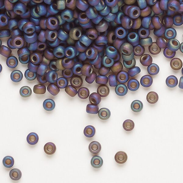 Seed bead, Miyuki, glass, pkg/250g, #8 rocaille, translucent matte rainbow root beer (RR-135FR). image number 0