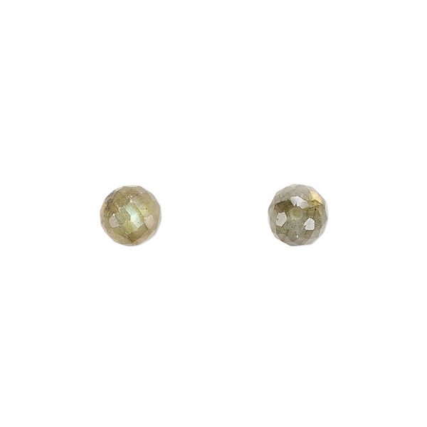 Labradorite 1pkg2, hand-cut half-drilled faceted round bead natural 6mm image number 0