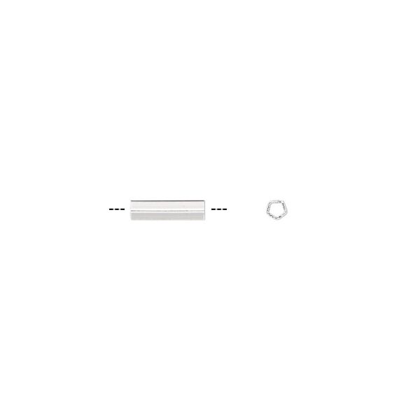 Bead, sterling silver, 8x2mm five-sided tube. Sold per pkg of 4. image number 0