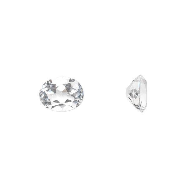 White topaz 1pkg1, hand-cut faceted oval gem natural 9x7mm image number 0