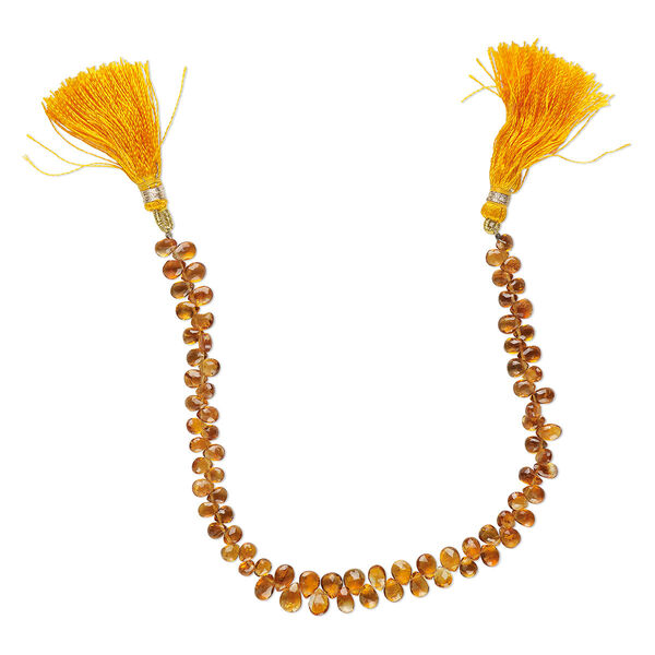 Golden citrine 1pkg1, hand-cut top-drilled faceted puffed teardrop bead 8 inch graduated 4x3mm-7x5mm image number 0