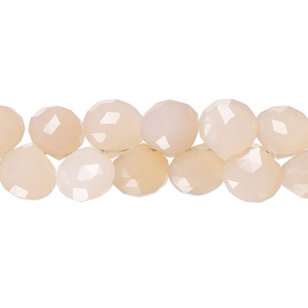 Pink chalcedony 1pkg1, hand-cut top-drilled faceted puffed teardrop bead 8 inch 8mm image number 0