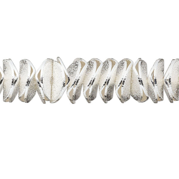 Bead, silver-plated brass, 10x2.5mm textured wavy rondelle. Sold per pkg of 30. image number 0