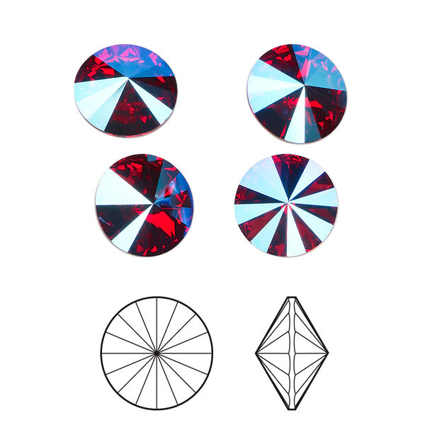 Chaton 4pk scarlet glacier blue foil back, Crystal Passions® 10.54-10.91mm rivoli SS47 1122 image number 0