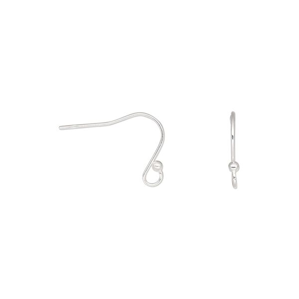 Ear wire fishhook 1pkg50 sterling silver, 9mm lightweight / 1.5mm ball / open loop, 22 gauge 25 pair image number 0