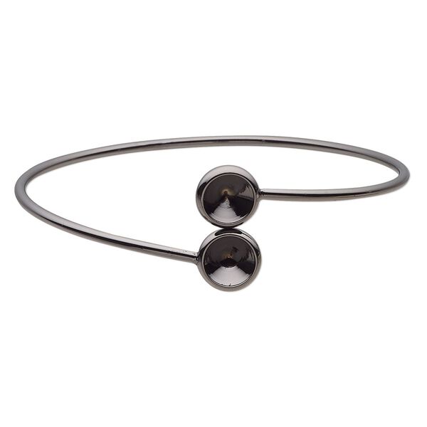 Bracelet, Almost Instant Jewelry®, cuff, black-finished brass, 21mm wide and (2) SS39 rivoli glue-in settings, 7-1/2 inches. Sold individually. image number 0