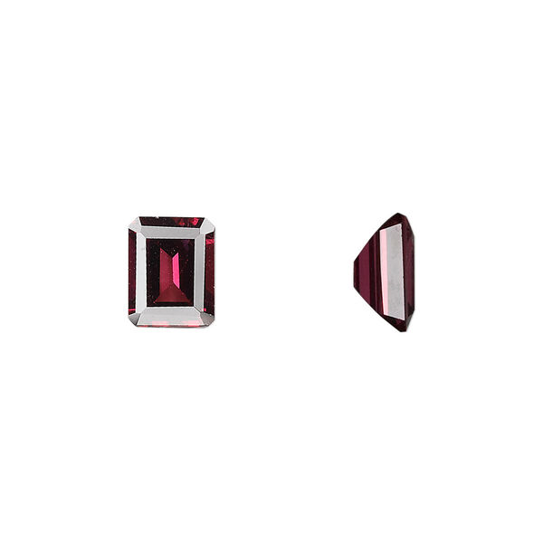 Rhodolite garnet 1pkg1, hand-cut faceted emerald-cut gem natural 9x7mm image number 0