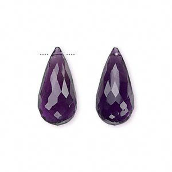 Amethyst 1pkg2, hand-cut top-drilled faceted briolette bead natural 20x10mm image number 0