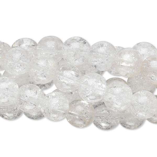 Bead, crackle glass, clear, 7-8mm round. Sold per five 15" to 16" strands. image number 0