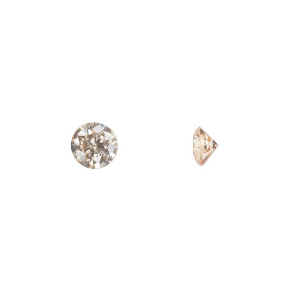 Gem, cubic zirconia, champagne, 6mm faceted round, Mohs hardness 8-1/2. Sold per pkg of 2. image number 0