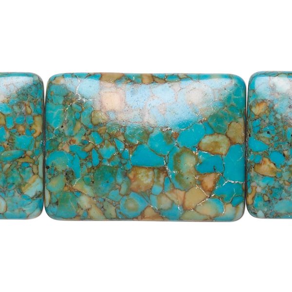 Mosaic "turquoise" (magnesite) 1pkg6, rectangle bead 30x22mm image number 0