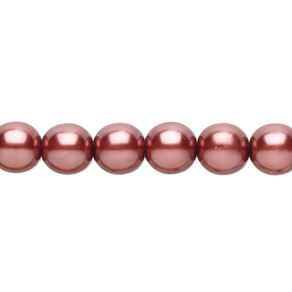 Bead, Czech pearl-coated glass druk, mauve, 8mm round. Sold per 15-1/2" to 16" strand. image number 0