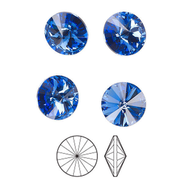 Chaton 8pk sapphire foil back, Preciosa MAXIMA Czech crystal rhinestone 10.54-10.91mm rivoli SS47 image number 0