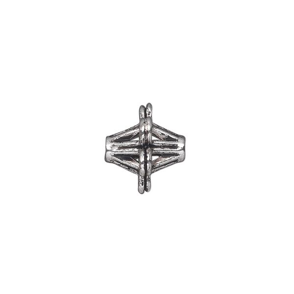 Bead, antiqued silver-finished "pewter" (zinc-based alloy), 13x12mm double-sided double cone. Sold per pkg of 10. image number 0