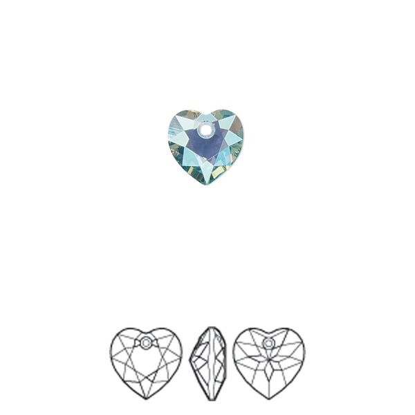 Drop 4pk aquamarine shimmer, Crystal Passions® 8mm pendant heart cut 6432 image number 0