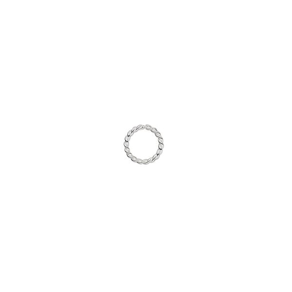 Jump ring, sterling silver, 6mm twisted round, 4.4mm inside diameter, 21 gauge. Sold per pkg of 100. image number 0