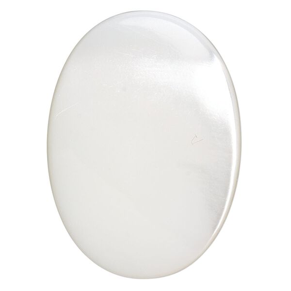 Cabochon, trochus shell (natural), 25x18mm calibrated oval, Mohs hardness 3-1/2. Sold individually. image number 0