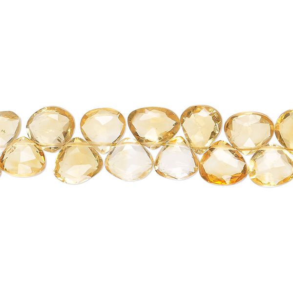 Citrine 1pkg1, hand-cut top-drilled faceted puffed teardrop bead 8 inch 6x5mm-7x7mm image number 0
