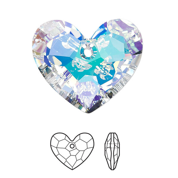 Drop 1pk crystal AB, Crystal Passions® 28x23mm pendant honeycomb heart 6264 image number 0