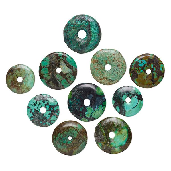 Turquoise 1pkg10, donut focal and component 25-41mm image number 0