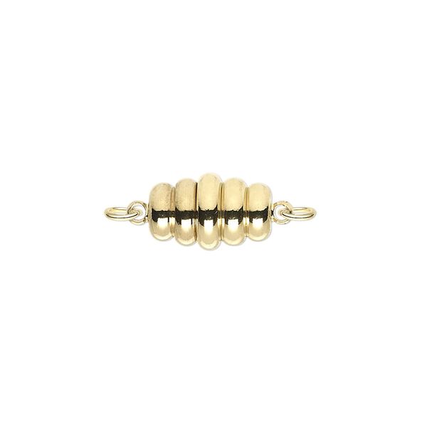 Clasp, magnetic, gold-plated brass, 13x8mm swirl oval. Sold individually. image number 0