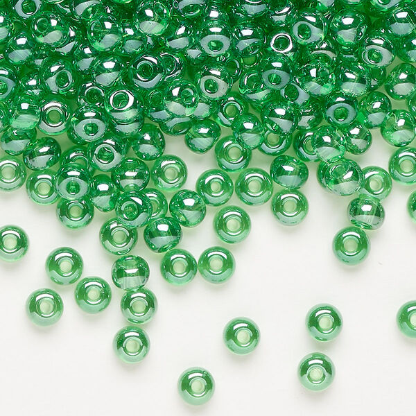 Seed bead, Preciosa Ornela Czech glass, pkg/500g, #6 rocaille, translucent luster light green, (56100). image number 0