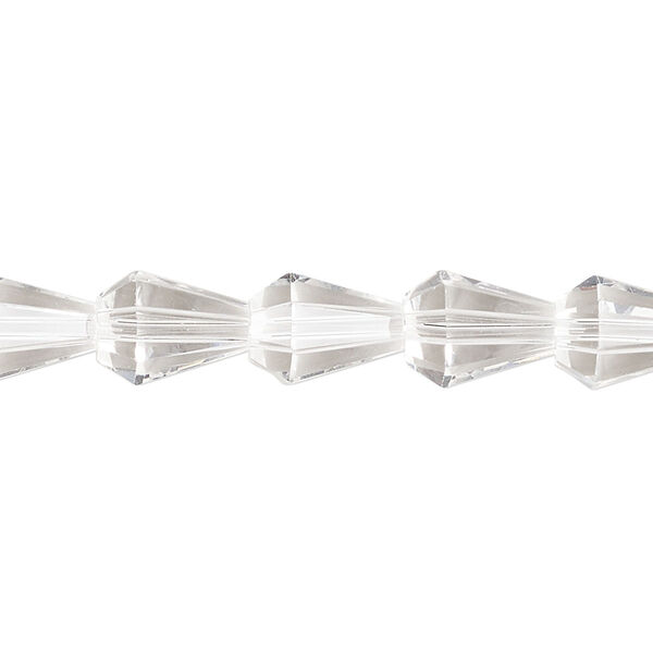 Bead, glass, crystal clear, 10x8mm faceted teardrop. Sold per 15-1/2 to 16-inch strand. image number 0