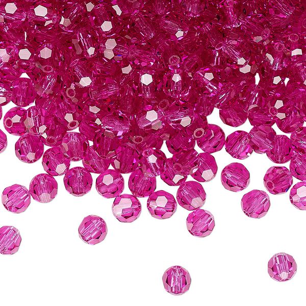Bead 144pk fuchsia, Preciosa Czech crystal 4mm round image number 0
