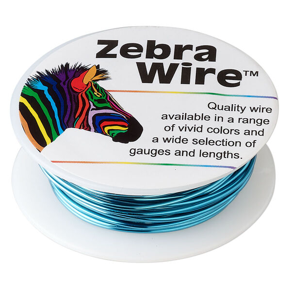 Wire, Zebra Wire™, color-coated copper, turquoise blue, round, 18 gauge. Sold per 10-yard spool. image number 0