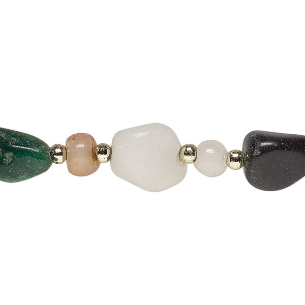 Multi-gemstone 1pkg1, tumbled nugget beggar bead 28 inch small to large image number 0
