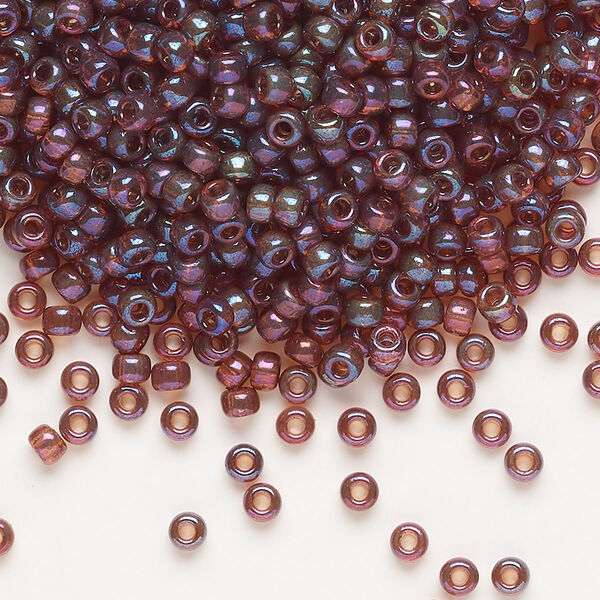 Seed bead, Miyuki, glass, pkg/50g, #8 rocaille, translucent gold luster claret (RR-302). image number 0