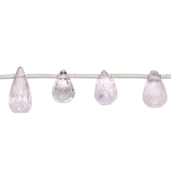 Lavender amethyst 1pkg17, hand-cut top-drilled faceted teardrop bead natural 9x5mm-12x6mm image number 0