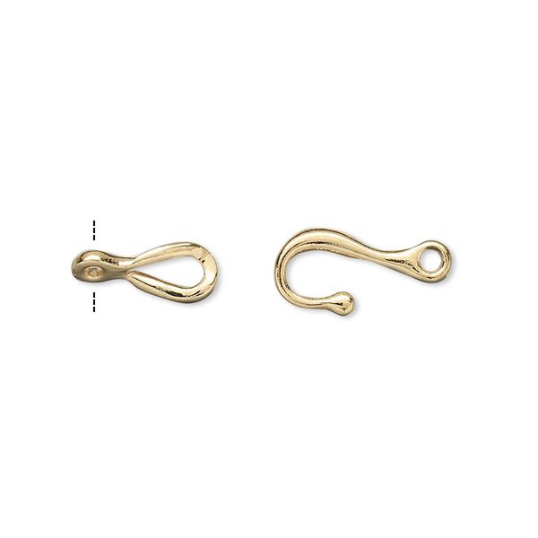 Clasp, hook-and-eye, gold-plated brass, 12x7mm twist. Sold per pkg of 10. image number 0