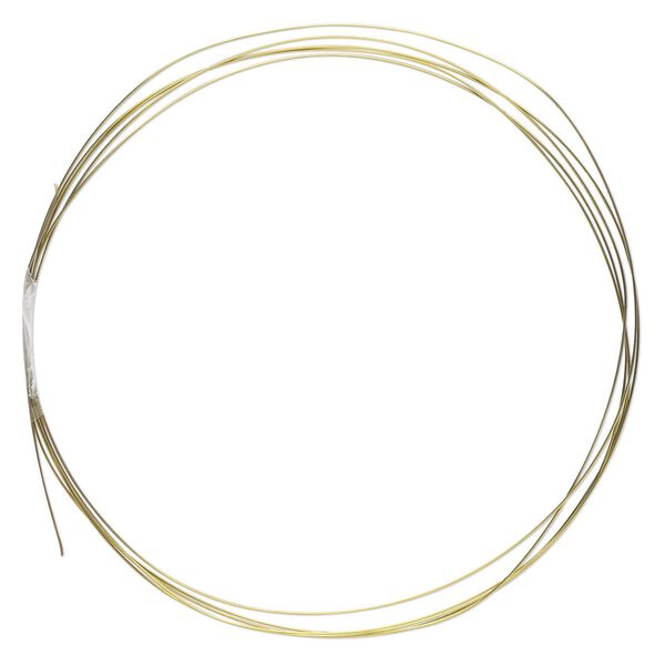 Wire, anodized niobium, yellow, half-hard, round, 24 gauge. Sold pkg of 5 feet. image number 0