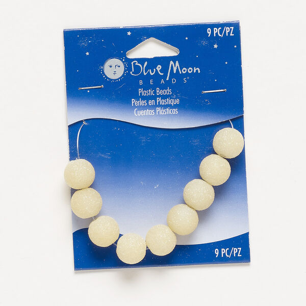 Bead, acrylic, clear and cream, 12mm round with glitter. Sold per pkg of 9. image number 0