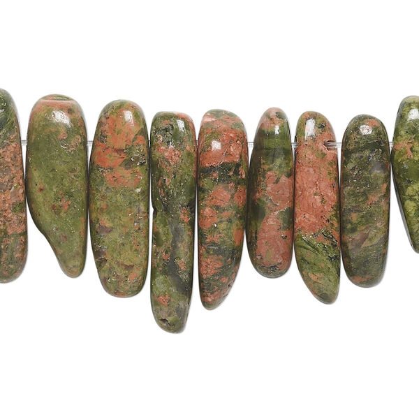 Unakite 1pkg1, top-drilled Hawaiian chip bead natural 15.5-16 inch extra-large image number 0