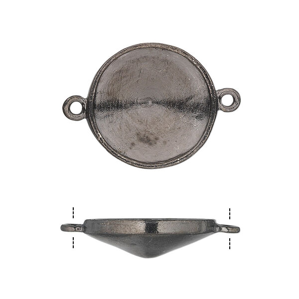 Link, Almost Instant Jewelry®, gunmetal-plated pewter (tin-based alloy), 21mm round with 18mm rivoli setting. Sold individually. image number 0