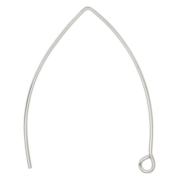 Ear wire, stainless steel, 40mm marquise with open loop, 21 gauge. Sold per pkg of 10 pairs. image number 0