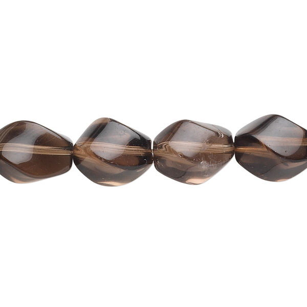 Smoky quartz 1pkg1, twisted oval bead 15.5-16 inch 12x9mm image number 0