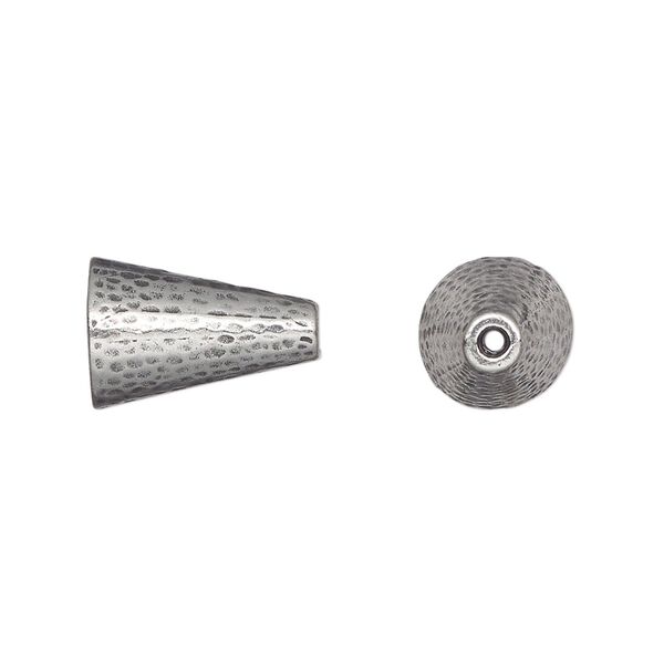 Cone, TierraCast®, "Hammertone" collection, pewter (tin-based alloy), 15x10mm hammered, 7.2mm inside diameter. Sold per pkg of 10. image number 0