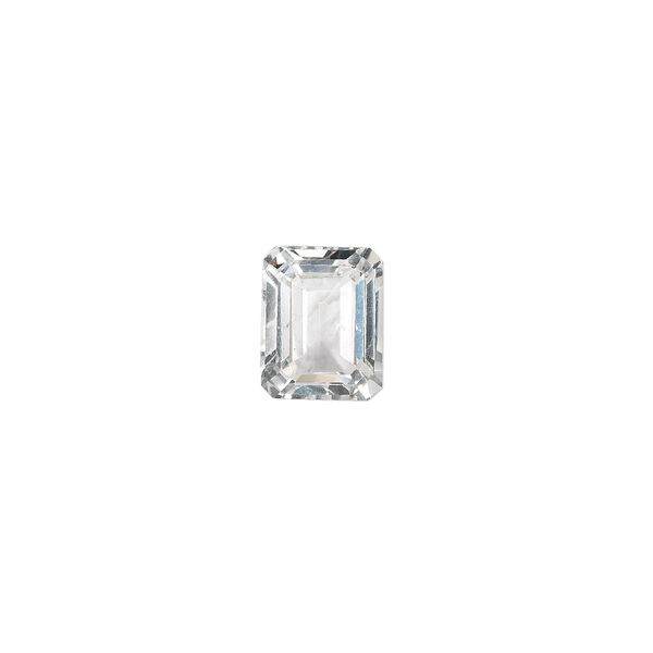 White topaz 1pkg1, hand-cut faceted emerald-cut gem natural A grade, 10x8mm image number 0