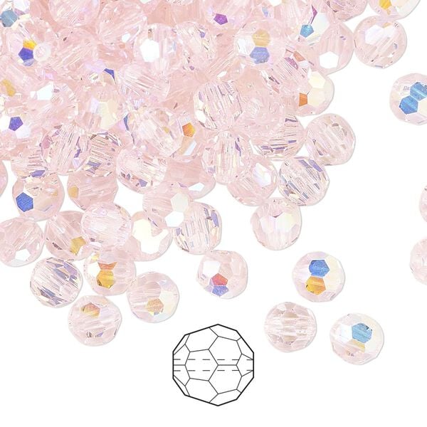 Bead 144pk pink sapphire AB, Preciosa Czech crystal 5mm round image number 0