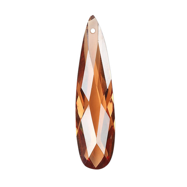 Focal, cubic zirconia, champagne, 36x9mm faceted teardrop, Mohs hardness 8-1/2. Sold per pkg of 2. image number 0