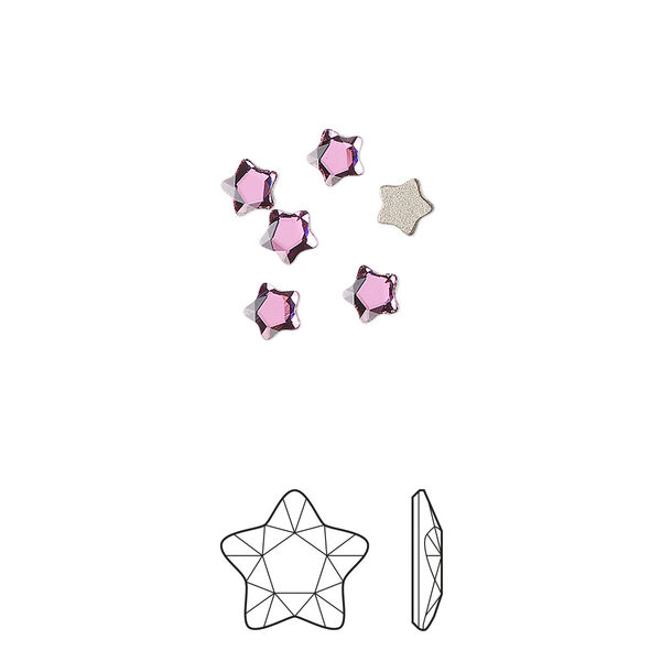 Flat back 720pk dark rose foil back, Swarovski® 4mm star flower 2754 image number 0
