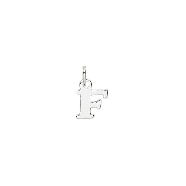 Charm, sterling silver, 7mm single-sided block alphabet letter "F." Sold individually. image number 0