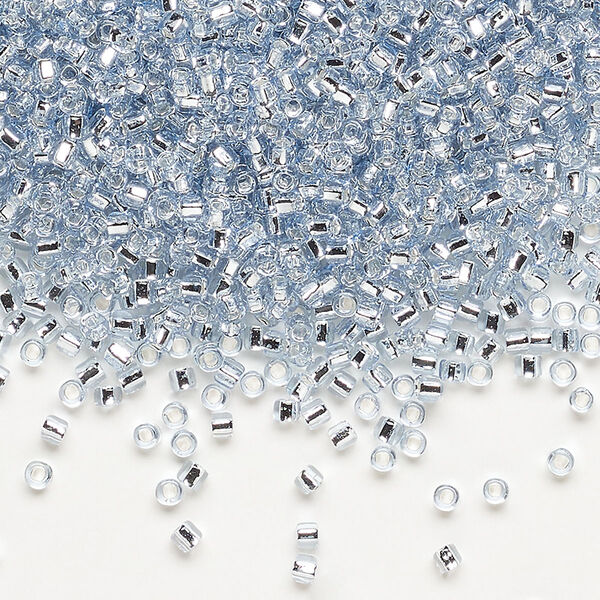 Seed bead, Dyna-Mites™, glass, pkg/1/2kg, #11 round, transparent silver-lined pale blue, (72:SR 11/0 SR). image number 0