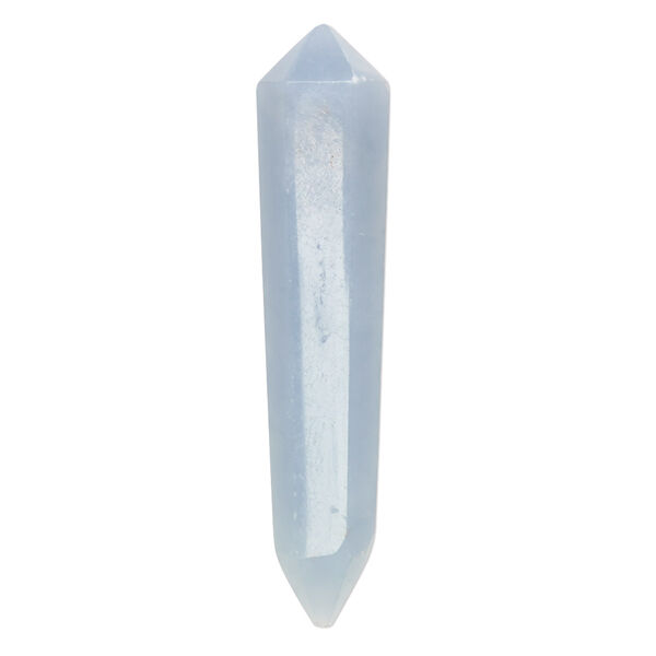 Angelite 1pkg1, hand-cut undrilled double faceted point focal 40x9mm image number 0