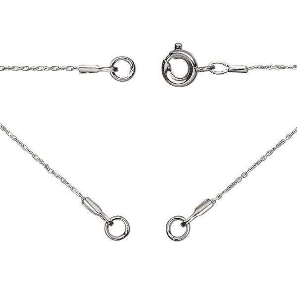 Necklace, silver-plated brass, 0.7mm twisted cable, 18 inches in (2) 9" segments with (2) 3.5mm soldered jump rings and springing clasp. Sold Individually. image number 0
